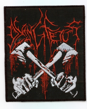 Dying Fetus - Weisse Äxte Rotes Logo Aufnäher