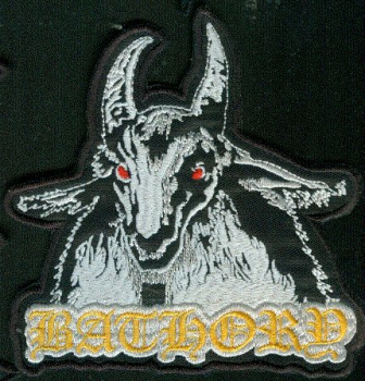 Bathory - Gold Logo + Weisse Ziege Kontour Aufnäher