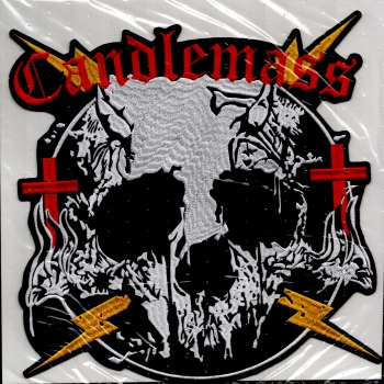 Candlemass - Rotes Logo Skull Blitz Rückenaufnäher