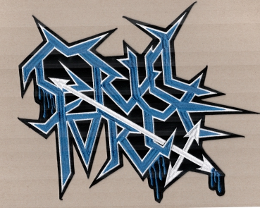 Cruel Force - Weiss Blaues Logo Rückenaufnäher