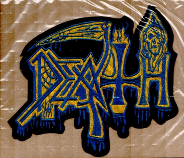 Death - Blau Gelbes Altes Logo Rückenaufnäher
