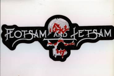 Flotsam and Jetsam - Weisses Logo Skull Rückenaufnäher