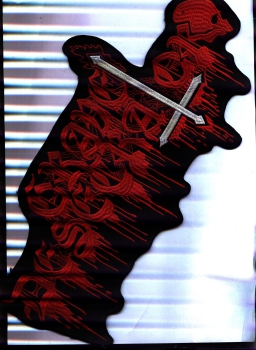 Grave Desecrator - Rotes Logo Weisses Kreuz Rückenaufnäher