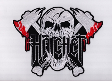 Hatchet - Weiss Rotes Logo Rückenaufnäher