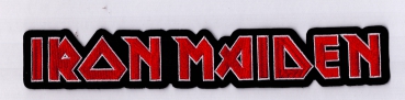 Iron Maiden - Weiss Rotes Logo Rückenaufnäher