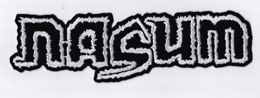 Nasum - Weisses Outline Logo Rückenaufnäher