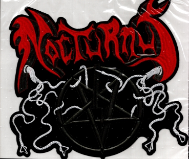 Nocturnes - Grau Rot Weisses Logo Rückenaufnäher