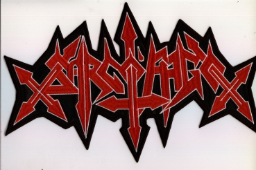 Sarcofago - Weiss Rotes Logo Rückenaufnäher