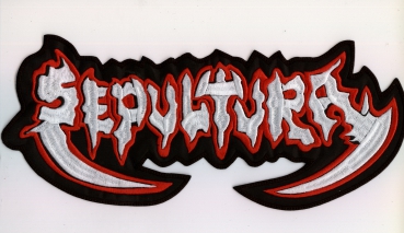 Sepultura - Altes Weiss Rotes Logo Rückenaufnäher