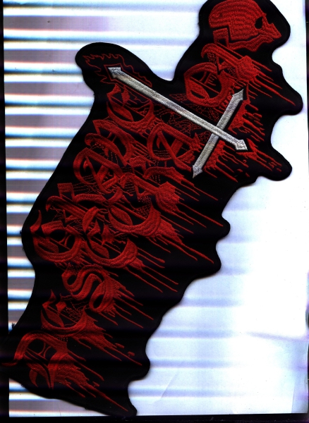Grave Desecrator - Rotes Logo Weisses Kreuz Rückenaufnäher