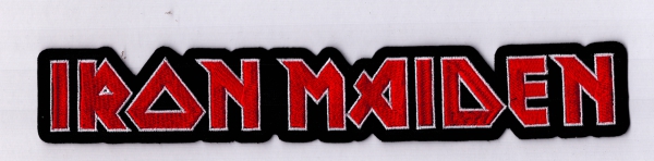 Iron Maiden - Weiss Rotes Logo Rückenaufnäher