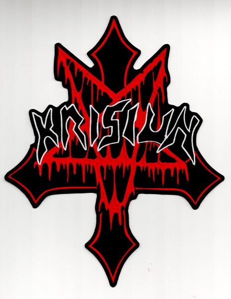 Krisiun - White Logo Red Cross Backpatch